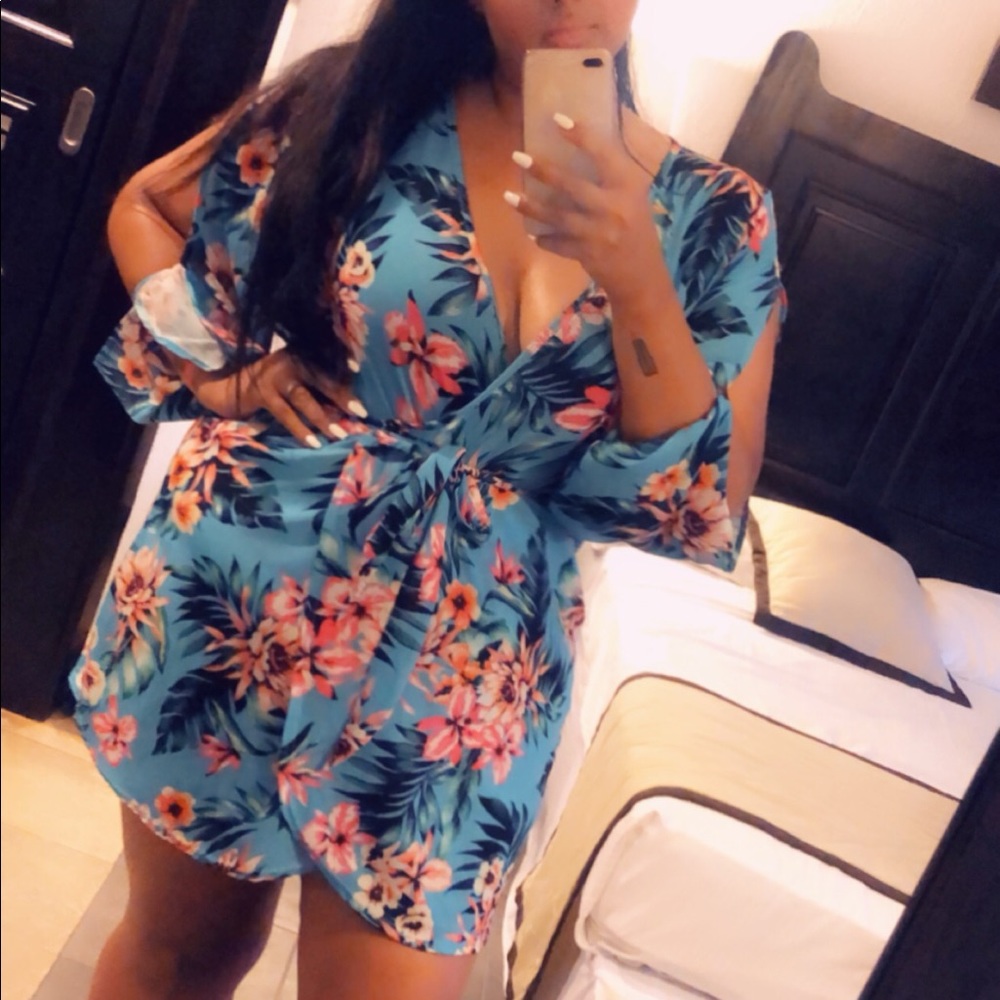 Floral faux wrap dress